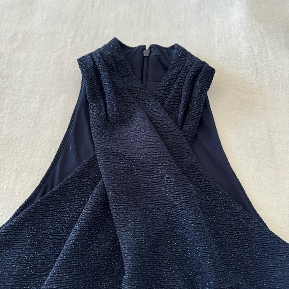 NWT Eliza J Cross Neck Sparkly Midi Halter Navy Dress Size 10 - Picture 6 of 16